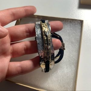 Silver and gold archery themed bracelet